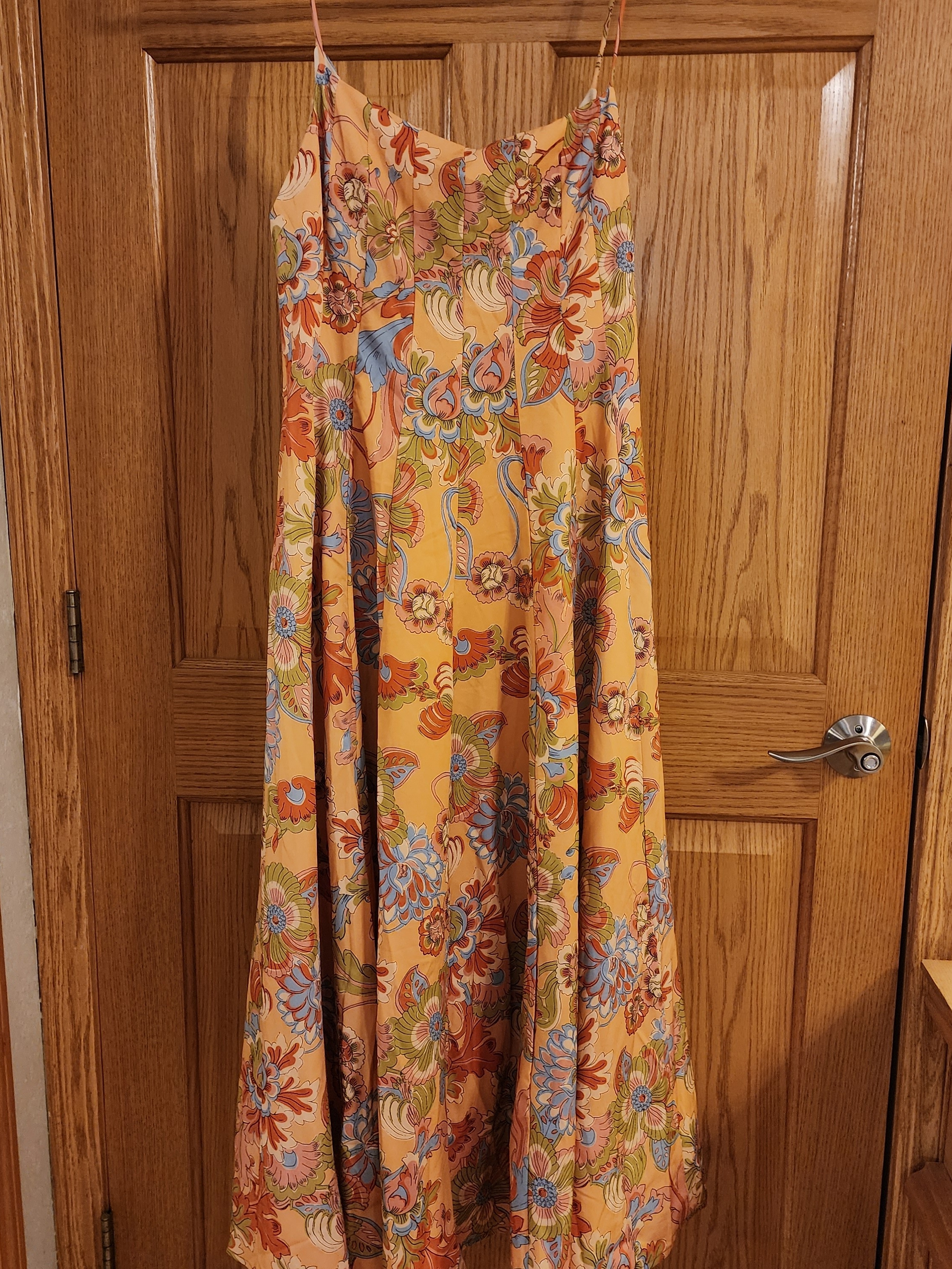 Spaghetti-Strap Maxi Dress In Mustard Floral